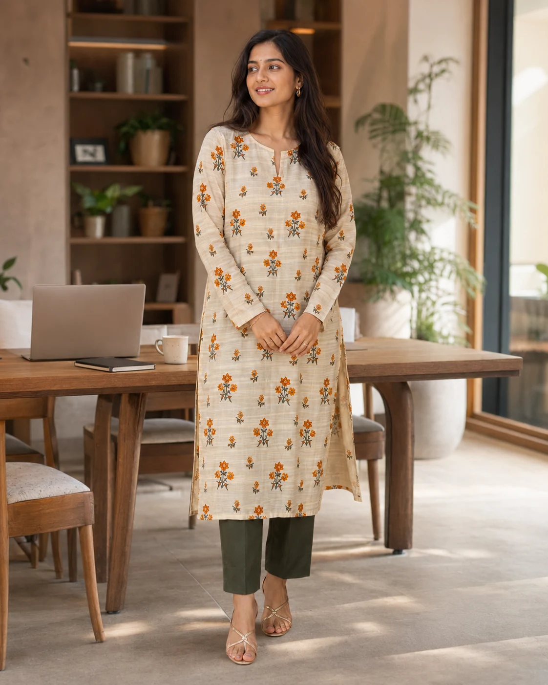 Tussar Floral Kurta Set