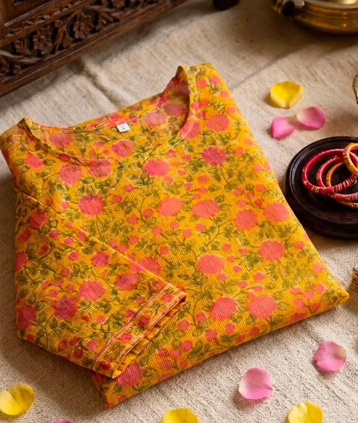 Mustard Floral Kurta